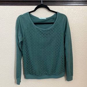 Maurices Long Sleeve Top with Crocheted Front